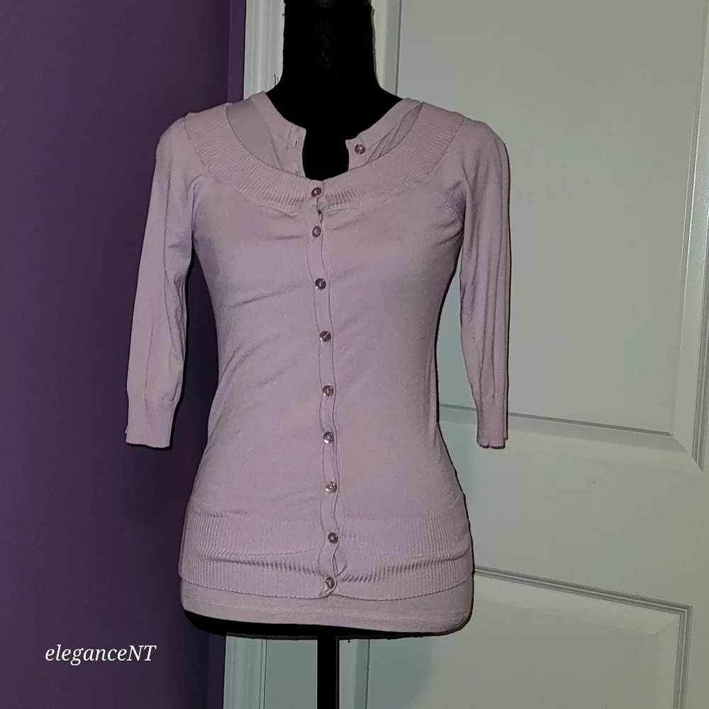 Bershka Liliac Two Piece Cardigan + Cap Sleeve Set Sz: M (Juniors)